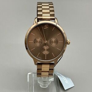 Chico's Watch Women Rose Gold Tone Multi-Dial Link Band Quartz Analog 8.5 Inch